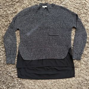 Madewell Sweater Alliance Layered Knit, Linen, and Silk Pullover, Black